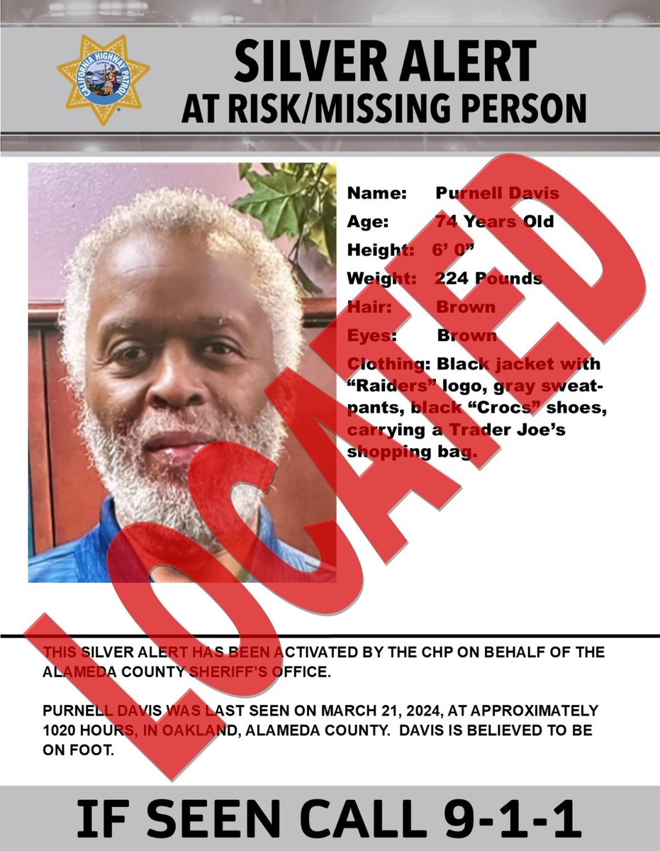 Mr. Davis has been safely located and reunited with his family. #thankyou