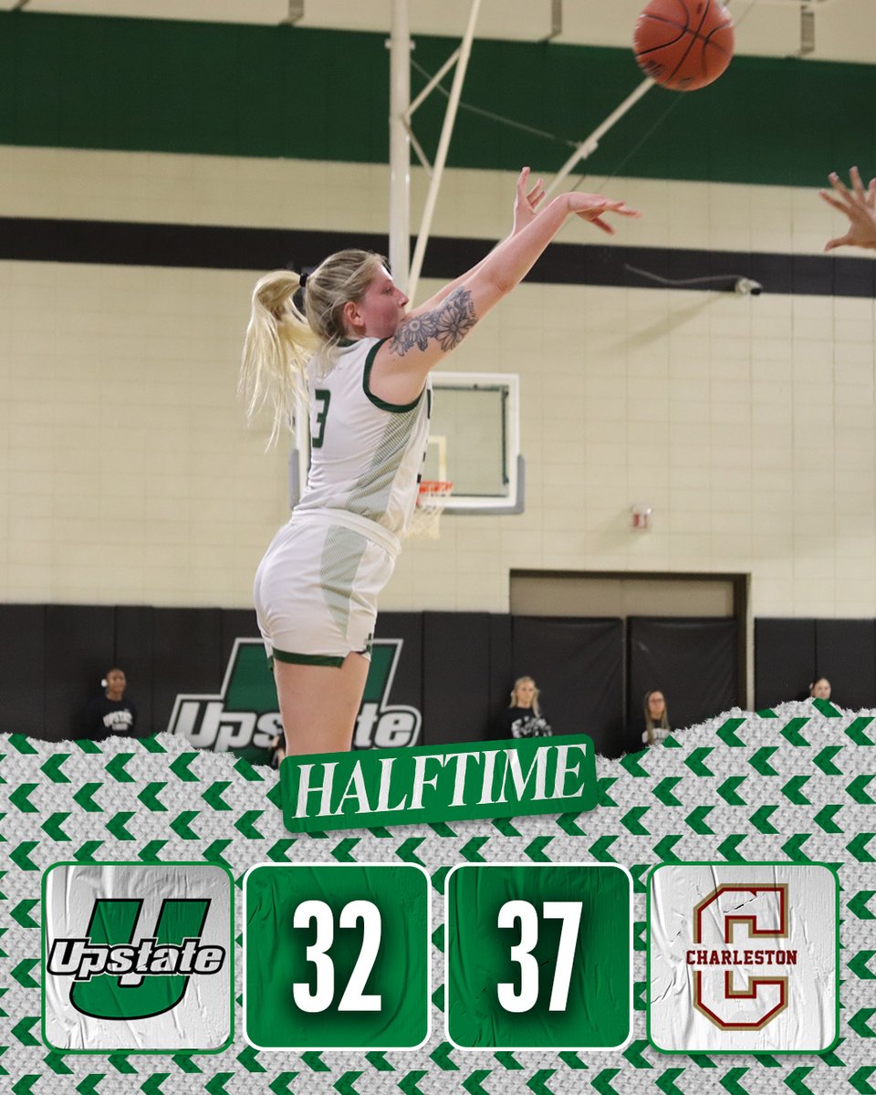 HALFTIME | UPST 32 CoC 37 The Spartans trail the Cougars by five at the break. Reeves leads the charge for Upstate with nine points while Johnson has six. #SpartanArmy