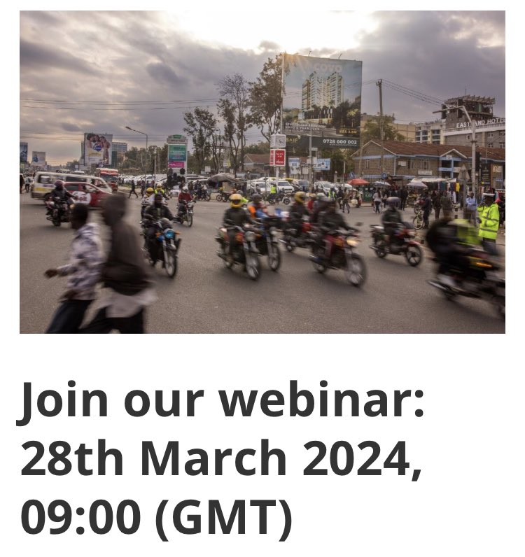 28th March -9a UK and 12p EAT - An informal webinar to discuss the launch of this report fiafoundation.org/resources/a-fa… with contributions from @margiepeden @GeorgeInstUK - An investigation into the heath costs of motorcycle taxi crashes in Kenya- register here transaid.org/news/join-our-…