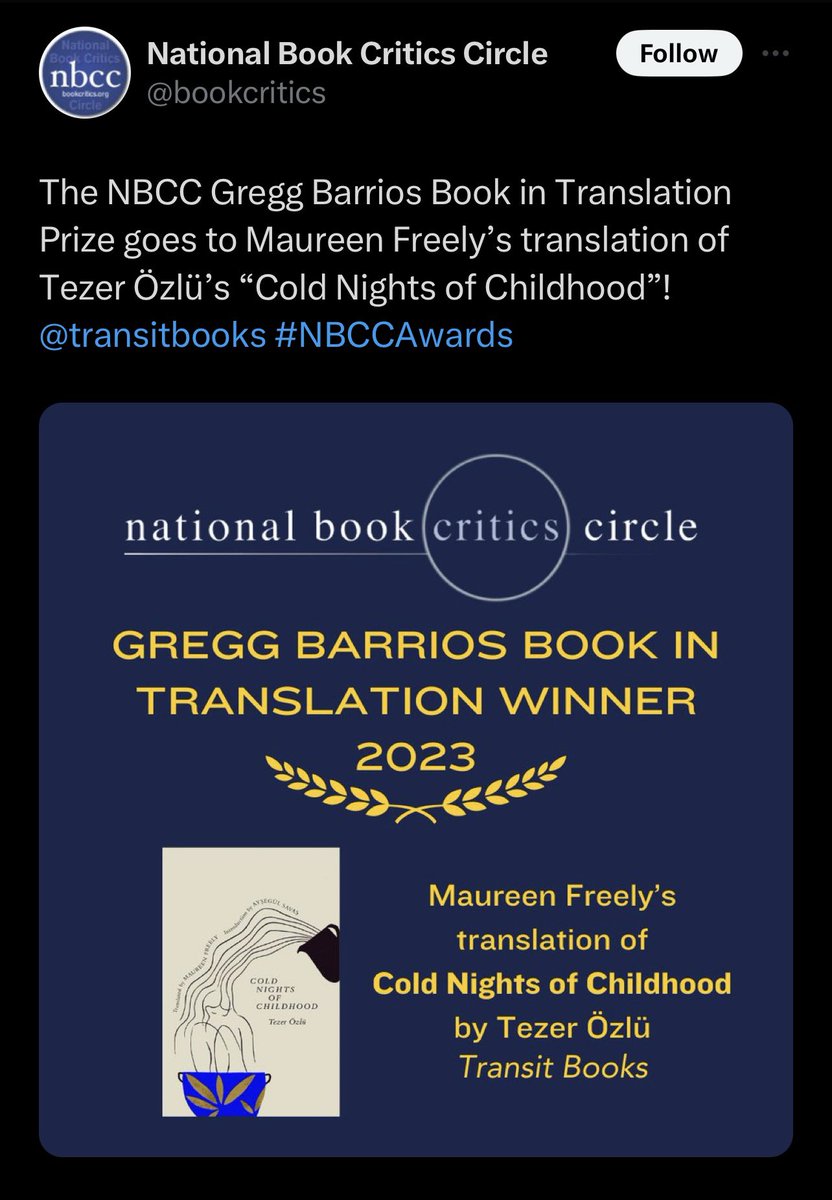 look i’m not saying that two Turkish books in translation winning major prizes in North America means that publishers would do well to acquire more Turkish-language authors, but —— actually no that is exactly what i’m saying