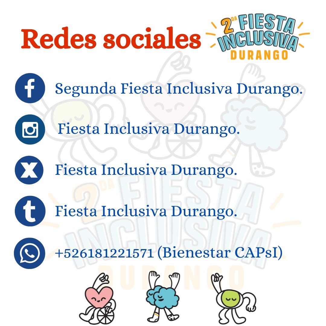 FiestaInclusiva's tweet photo. Ya nos siguen en nuestras diferentes redes sociales? 

#2AFID 🥳🧩🧠🧏‍♂️👩🏻‍🦽🧦

#SegundaFiestaInclusiva https://t.co/unqS4FT0qf