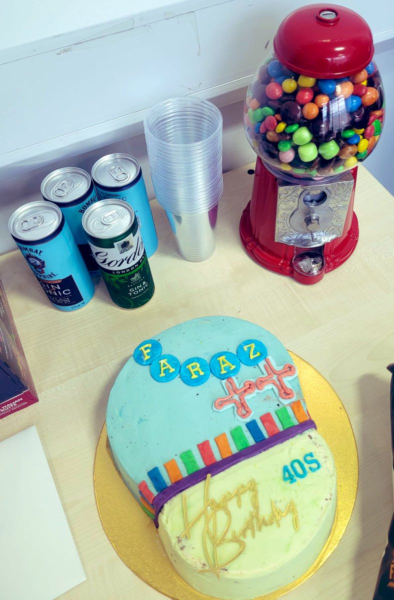 So grateful to my team for the best birthday cake to begin my 40s 😁, and an awesome sweet dispensing present for my office! #LuckyPI