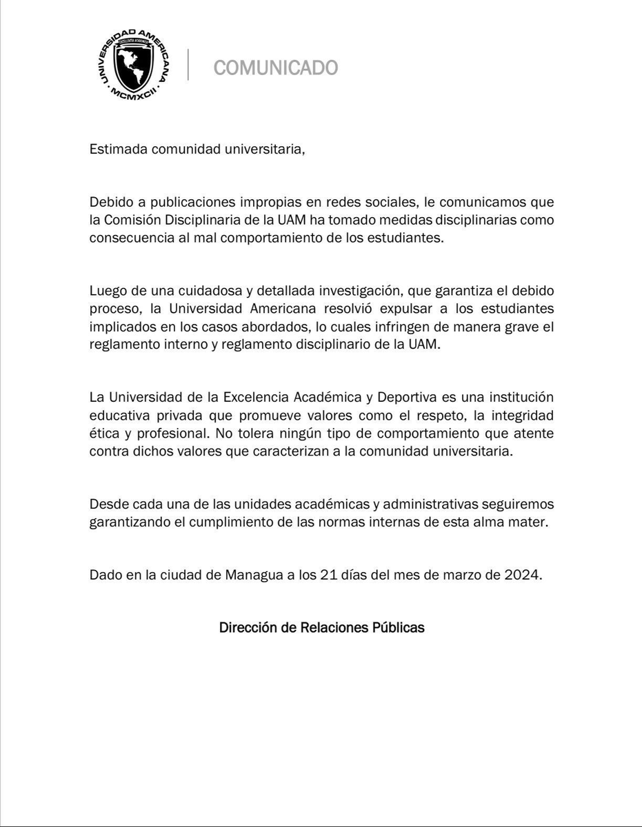 UAMNica's tweet photo. 𝗖𝗢𝗠𝗨𝗡𝗜𝗖𝗔𝗗𝗢

#UAM https://t.co/uU7igFNmde