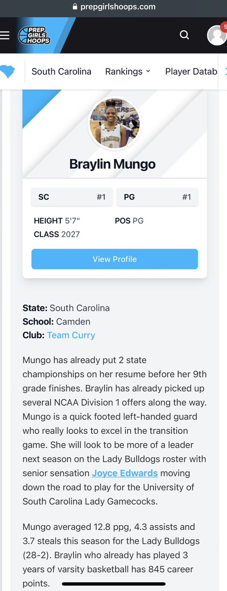 I want to thank my awesome team @CamdenGBB and coaches! Thanks @PGH_SCarolina for the amazing write up! Congratulations to all the girls on the list!