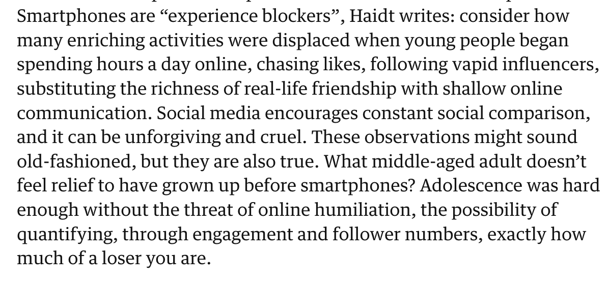 Here is a beautiful review of The Anxious Generation, by @SEMcBain, in @guardian. Thank you Sophie: amp.theguardian.com/books/2024/mar…