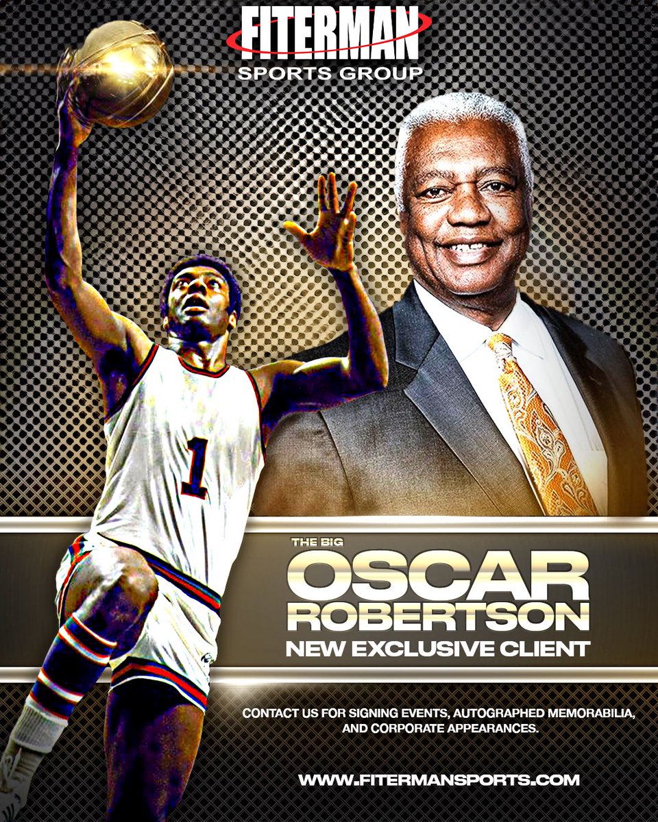🏆🏀 We’re thrilled to announce our newest Exclusive Client, the triple-double legend, OSCAR ROBERTSON! Please join us in welcoming ‘The Big O’ to the Fiterman Sports family. We can’t wait to bring you appearances with one of the greatest of all time! #FitermanSports