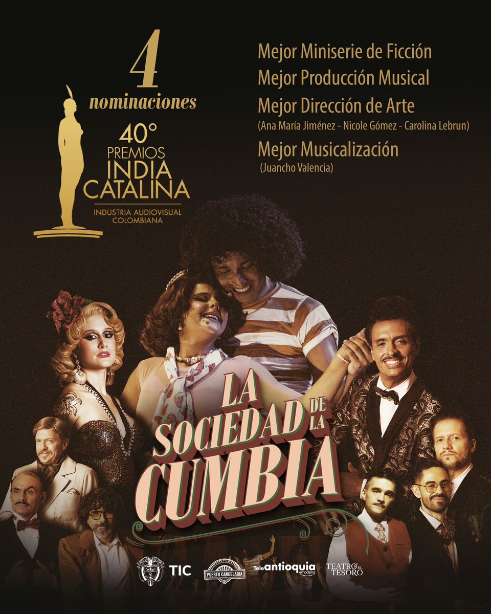 Tenemos 4 nominaciones a los India Catalina con nuestra Sociedad de la Cumbia. ¡Estamos de fiesta!
<a href="/Teleantioquia/">Teleantioquia</a> @teatroeltesoro @puertocandelaria