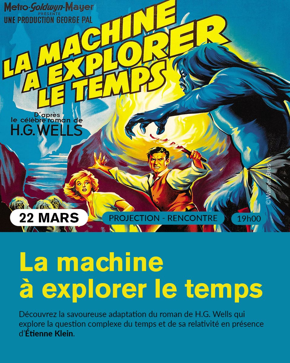 #Vendredisoiraumusée ⌛ Découvrez le #film « La #machine à explorer le #temps » de George Pal (1961) et #explorez la question complexe du temps et de sa relativité...🌀 La projection sera suivie d’une rencontre avec @EtienneKlein, physicien et directeur de recherches au CEA ♾