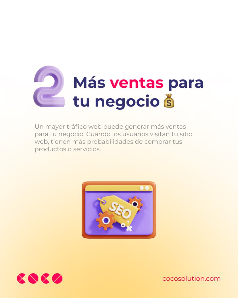 CocoSolution's tweet image. Pues sí, si estás buscando una forma de aumentar el tráfico a tu sitio web, mejorar tus ventas y aumentar tu visibilidad online, entonces el SEO será tu mejor aliado 🤝🥥

·
#SEO #MarketingDigital #AgenciadeMarketing