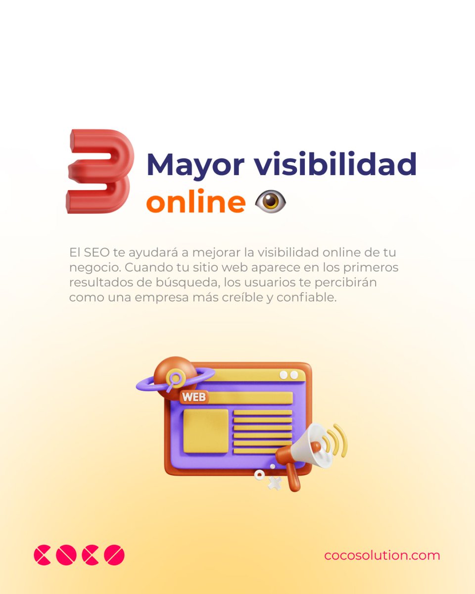 CocoSolution's tweet image. Pues sí, si estás buscando una forma de aumentar el tráfico a tu sitio web, mejorar tus ventas y aumentar tu visibilidad online, entonces el SEO será tu mejor aliado 🤝🥥

·
#SEO #MarketingDigital #AgenciadeMarketing