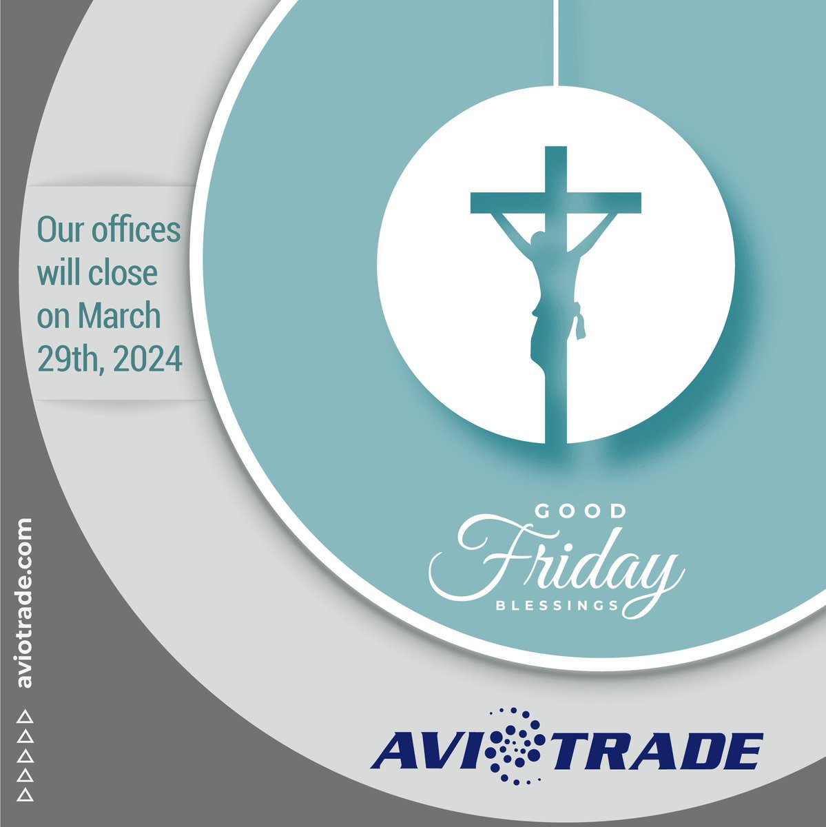 ✈ Our offices in Miami will close on March 29th, 2024.

📌 𝐂𝐨𝐧𝐭𝐚𝐜𝐭 𝐮𝐬:  sales@aviotradegroup.com

#AvioTrade #AvioTradeGroup #Aviation #Distributor #Distribution #Quality  #AllYouNeed #AviationIndustry #SupplyChain #VMI #Chemicals #Consumables #Tools #GoodFriday