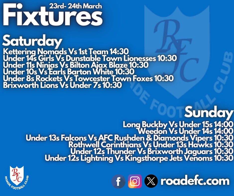 Our weekend fixtures 💙⚽️