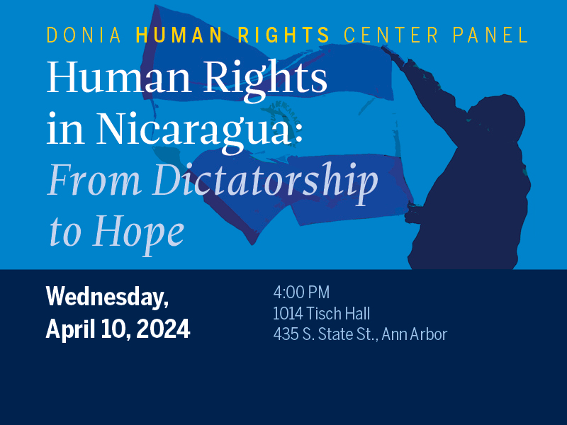 GlobalFeminisms's tweet photo. 1/3 Join @UMHumanRights for a discussion on human rights in Nicaragua featuring panelists Tamara Dávila Rivas, Dora María Téllez, and Ana Margarita Vijil. https://t.co/oP82VYW5Oh