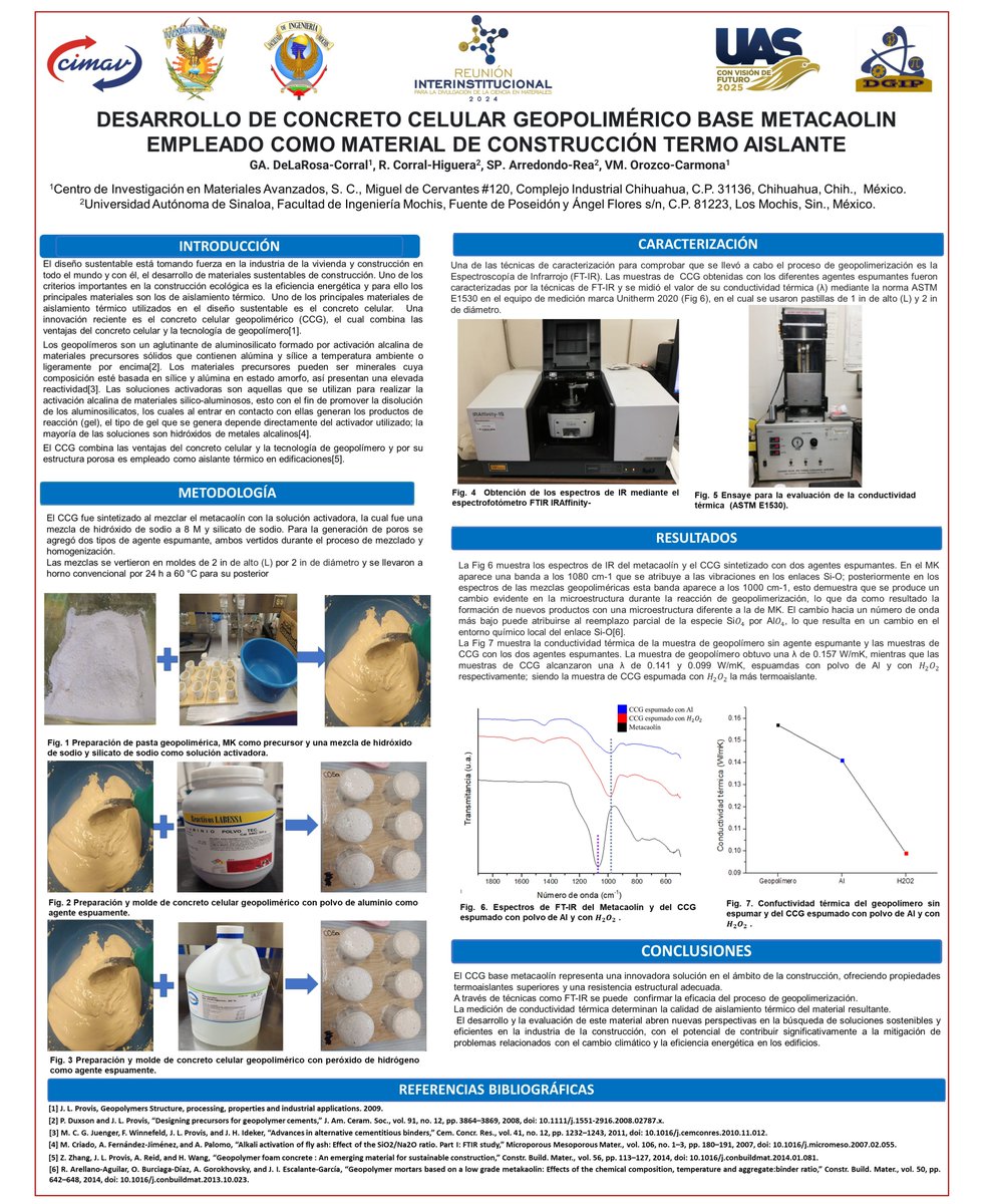 PosgradoCIUAS's tweet photo. Tema: Desarrollo de concreto celular geopolimérico base metacaolin empleado como material de construcción termo aislante.
Autores: GA. DeLaRosa-Corral, R. Corral-Higuera, SP. Arredondo-Rea, VM. Orozco-Carmona.
#RIPDCM #CartelesRIPDCM https://t.co/3YRtVMF0aF