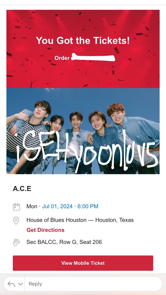 hii I’m selling my ticket bc I’LL BUY A BETTER SEAT SO, I just wanted to help other choice, at the same price I bought🥹 in HOUSTON
#ACE_2024USTour_REWINDUS #ACE_REWINDUS 
#FindMyCHOICE #에이스 #ACE @official_ACE7