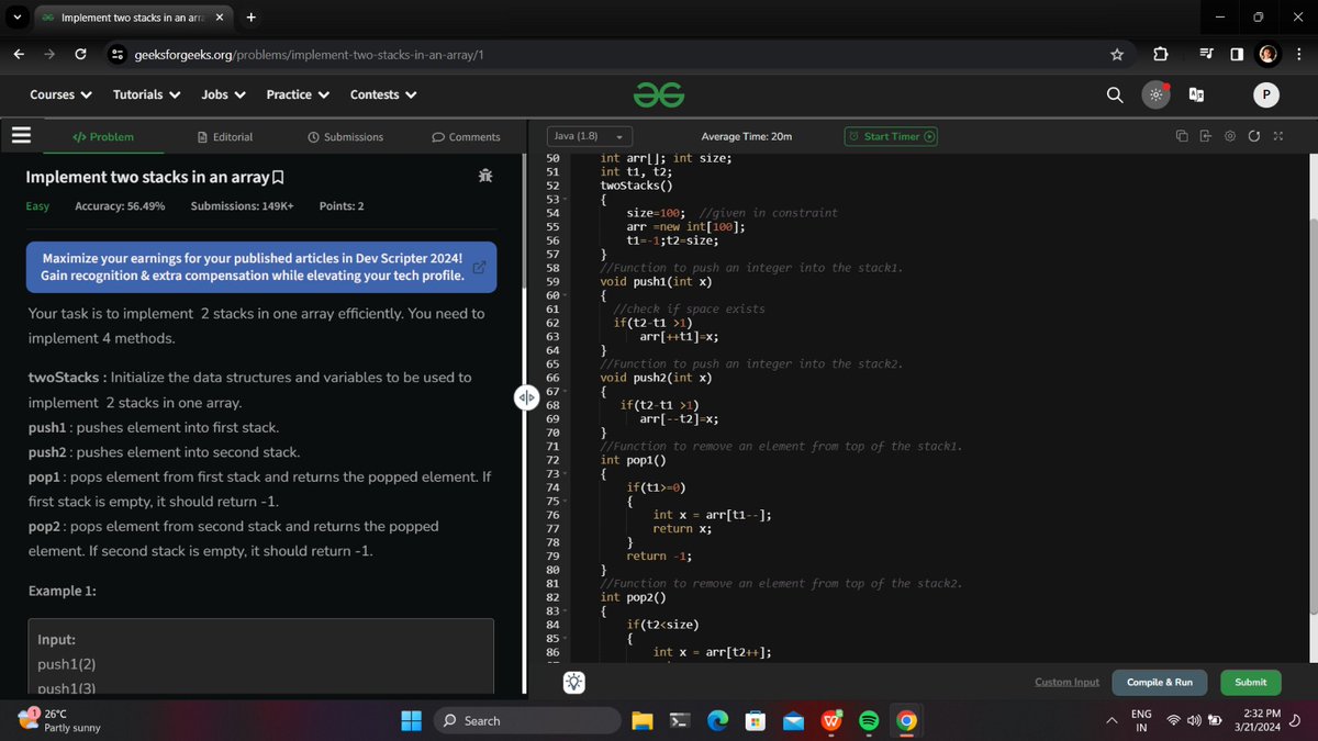 techpriya154's tweet photo. 🎯Day :-53(DSA🔄DEV)
✅ In backend practice on some more  data model,Ecommerce dat model, hospital management data model , and build the file structure

👇In DSA
✅ Count number of nice subarray.
✅ Implement two stack in array.
✅ Reverse a strong using atack
#Connect
#tech https://t.co/tb0WAZXHTE