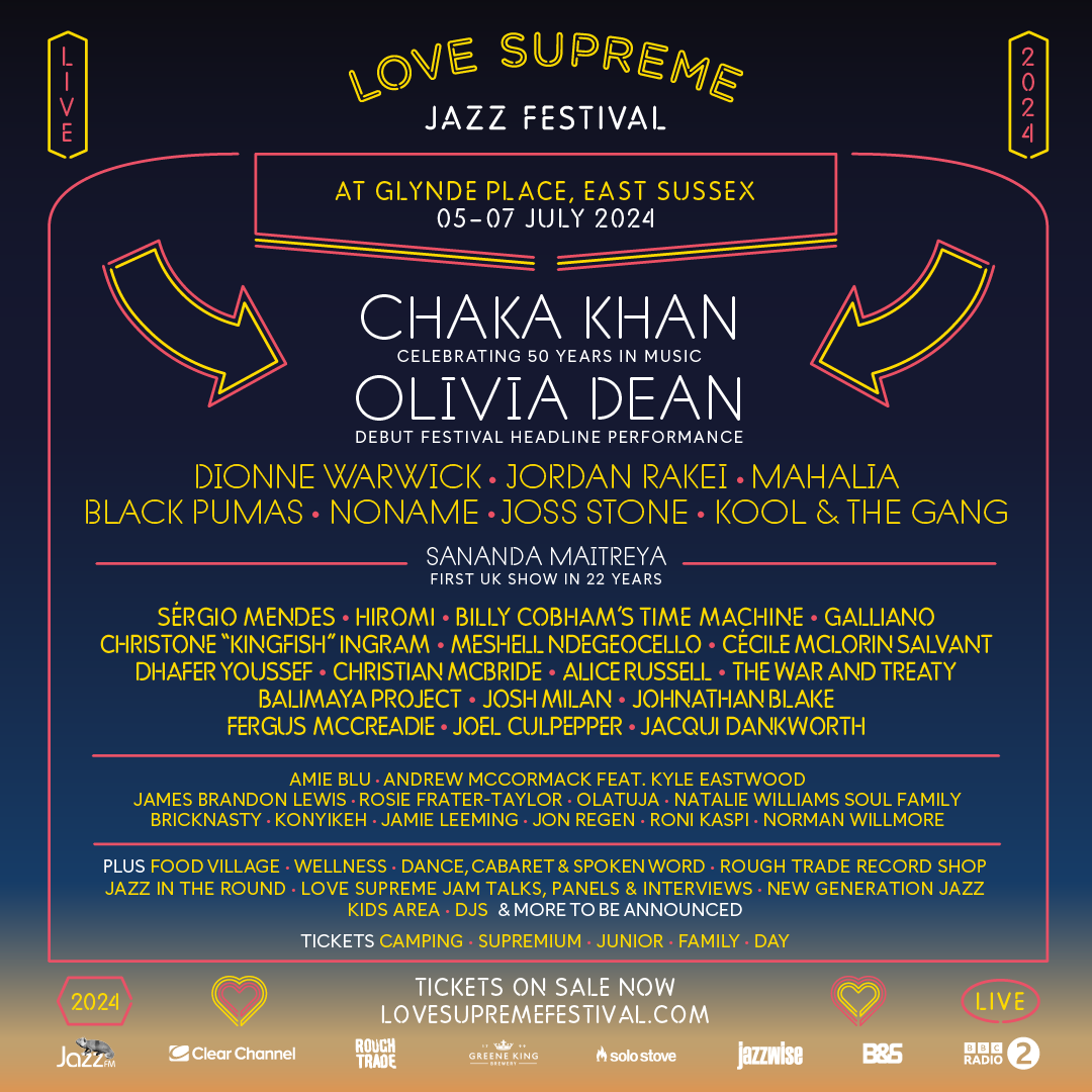 lovesupremefest's tweet photo. The 2024 line up so far. Sananda Maitreya just added to Love Supreme 2024. https://t.co/CXFAP4HqnH