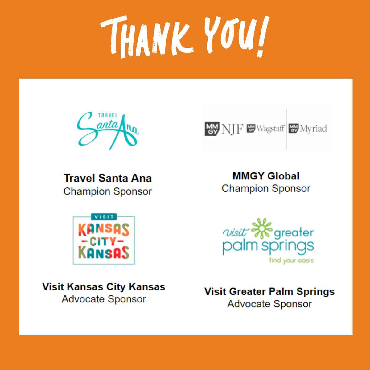 Thank you to our sponsors for their donations to our DEAI Committee’s 2024 initiatives! Their support is making our first project, an external audit, possible.

@travelsantaana
@MMGYglobal
@VisitKCK
@VisitGreaterPS 

#TravelWriting #TravelBlogging #Travel