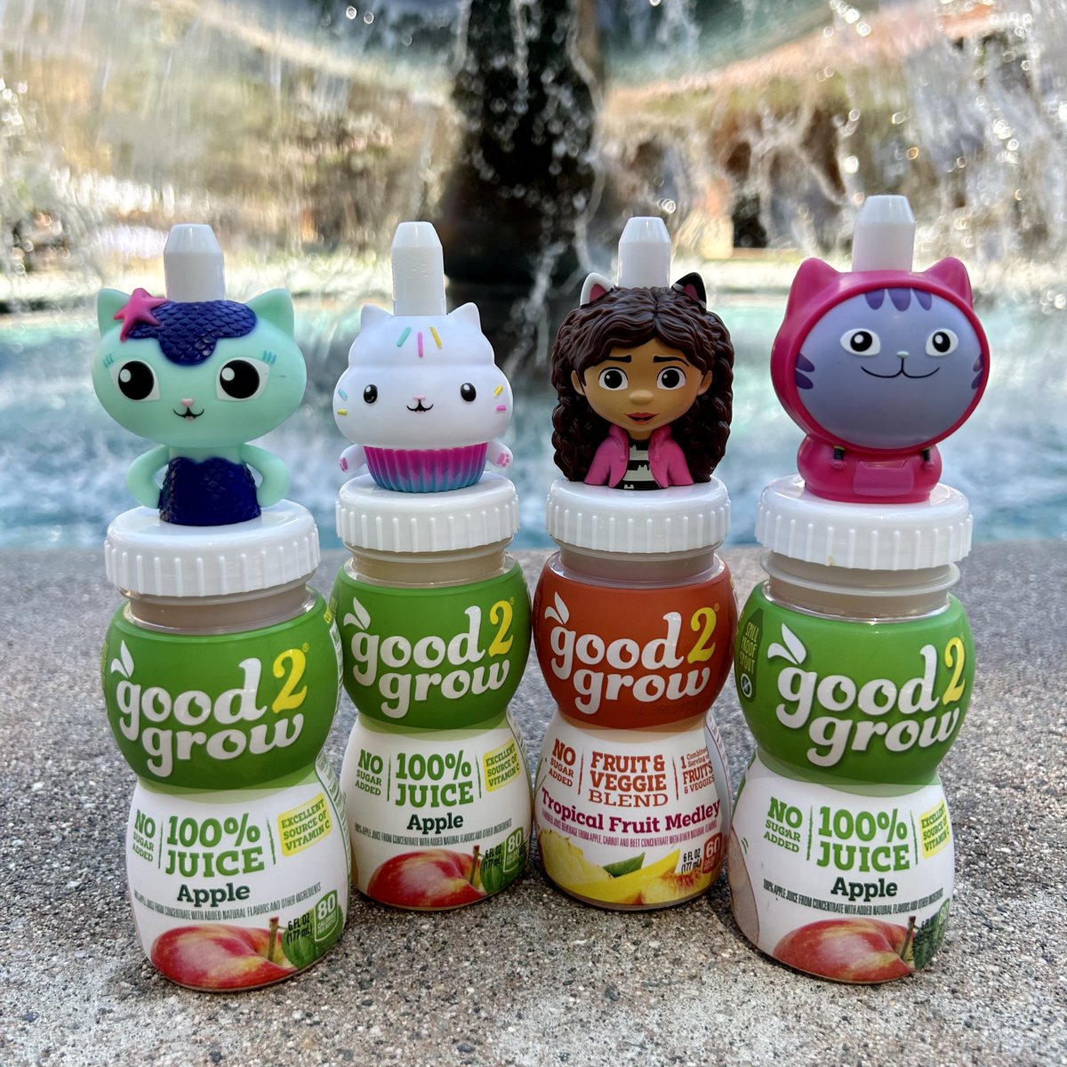 The perfect drink to accompany any snacky you may find in your packy! 🧃 @good2growdrinks featuring #GabbysDollhouse spill-proof spouts are available now at your local grocery store! #good2grow