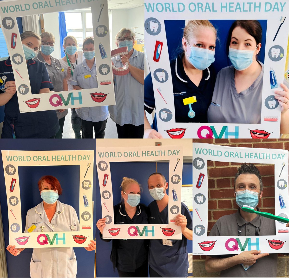 Although it was #WorldOralHealthDay yesterday we love this picture so want to share it again! Our Mouth Care Team are passionate about promoting good oral health - all clinical staff receive training to help support our patients - and as this shows, it can be quite fun! #TeamQVH