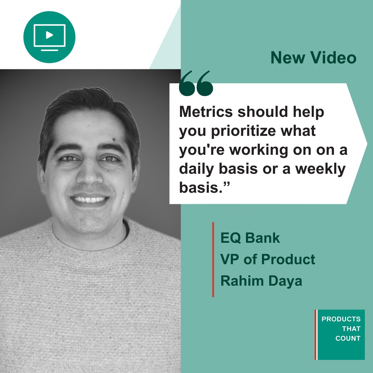 Did you miss our latest webinar hosted by Jonmichael Moy? On Wednesday, EQ Bank VP of Product Rahim Daya shared insights on how to create and leverage product metrics to make your products better. Watch the live recording here: lnkd.in/gApqAVuC