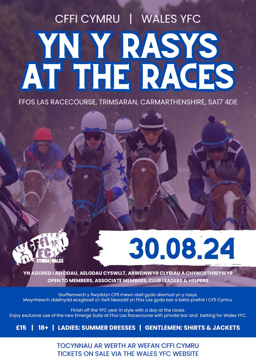 🏇💜 Wales YFC at the Races! 💜🏇 🎟️ Tickets 👉🏼 yfc.wales/product/cffi-c… ‼️ Members must be 18 years of age to attend this event