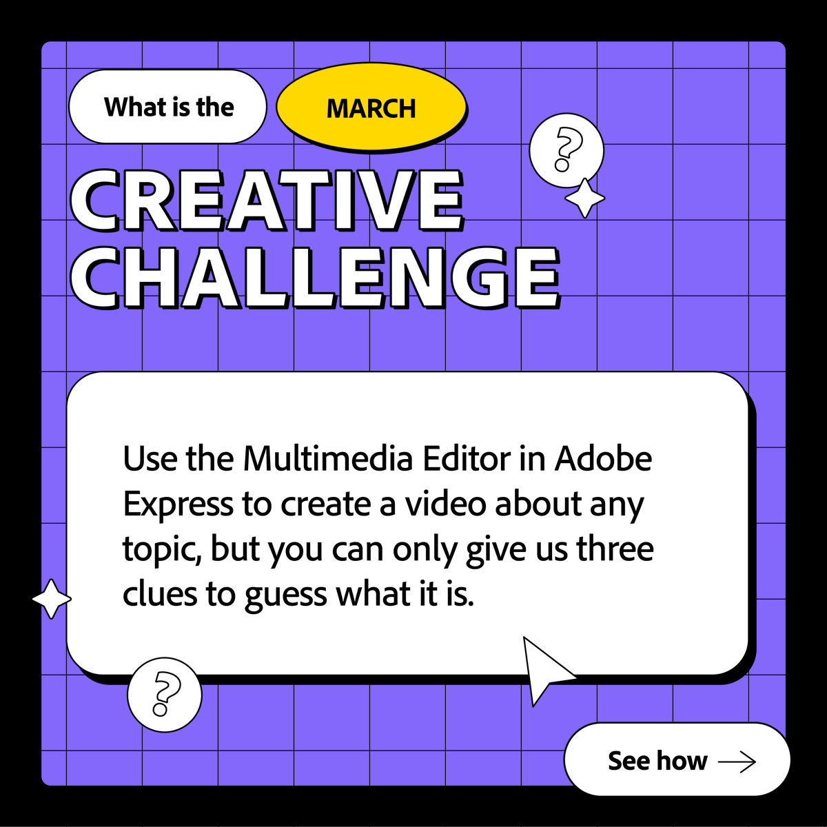 Unleash your creativity in the March Creative Challenge with @AdobeExpress! 🌟 Craft a video sharing three clues about your mystery topic and tag it with #AdobeEduChallenge. Who knows? You might just win a Stanley Cup! 👉 adobe.ly/49awwpE Terms & Conditions apply.