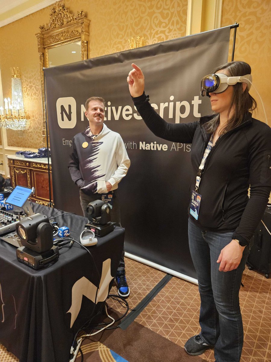 Live @NativeScript demo at @ngconf of DMX-controlled moving lights from Vision Pro. Thanks Jessica Janiuk and @wwwalkerrun!