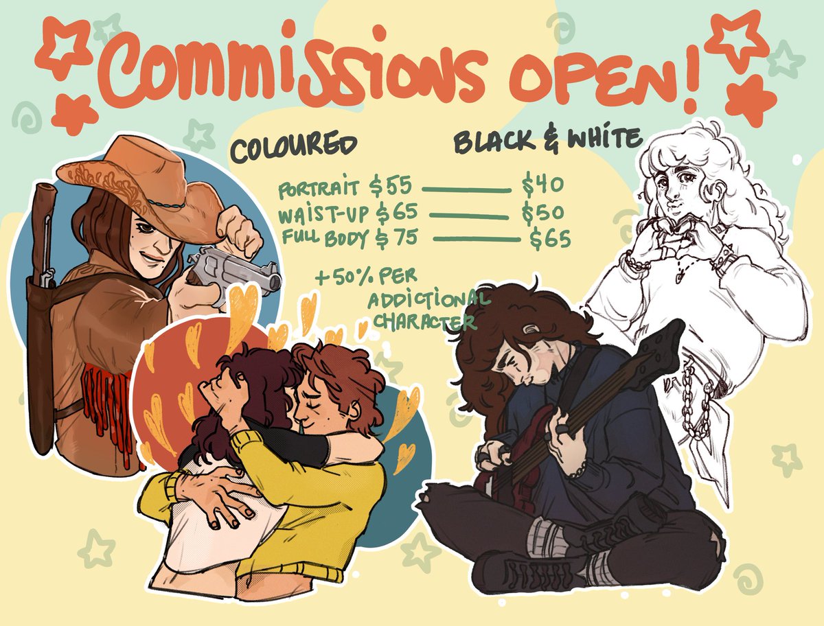 oventrout's tweet photo. HOHOHO‼️ COMMISSIONS ARE OPEN!🌟

art is my sole source of income at the moment as i'm still doing my best to look for a job, so comms are open again! let me draw ur faves! (rts appreciated)💫

2 slots full colour
2 slots black &amp; white
2 slots comic page

link + more info below! https://t.co/kdTD7oGYo9