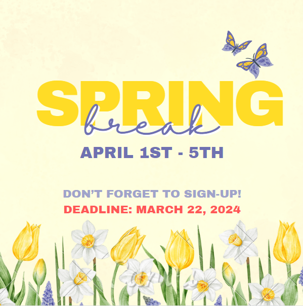 Montessori_SC's tweet photo. ✨ Happy Spring, families! A couple upcoming event reminders for you. ✨

🌷 SPRING BREAK will run from April 1 - 5. Please be sure to sign your child up for our daycare program. 

🌷 EASTER EGG HUNT will be next Friday, March 29th. Please be sure to bring 12 pre-filled eggs. https://t.co/Wa9fNh6RjN