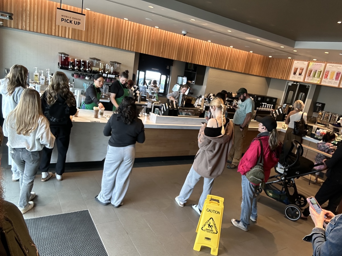 The 'Third Place' is dying. You know, the place besides your home and work where you can hang out with your friends and family. This is a Starbucks near me that just renovated recently. The big change: No more seats! Take your coffee and get out.