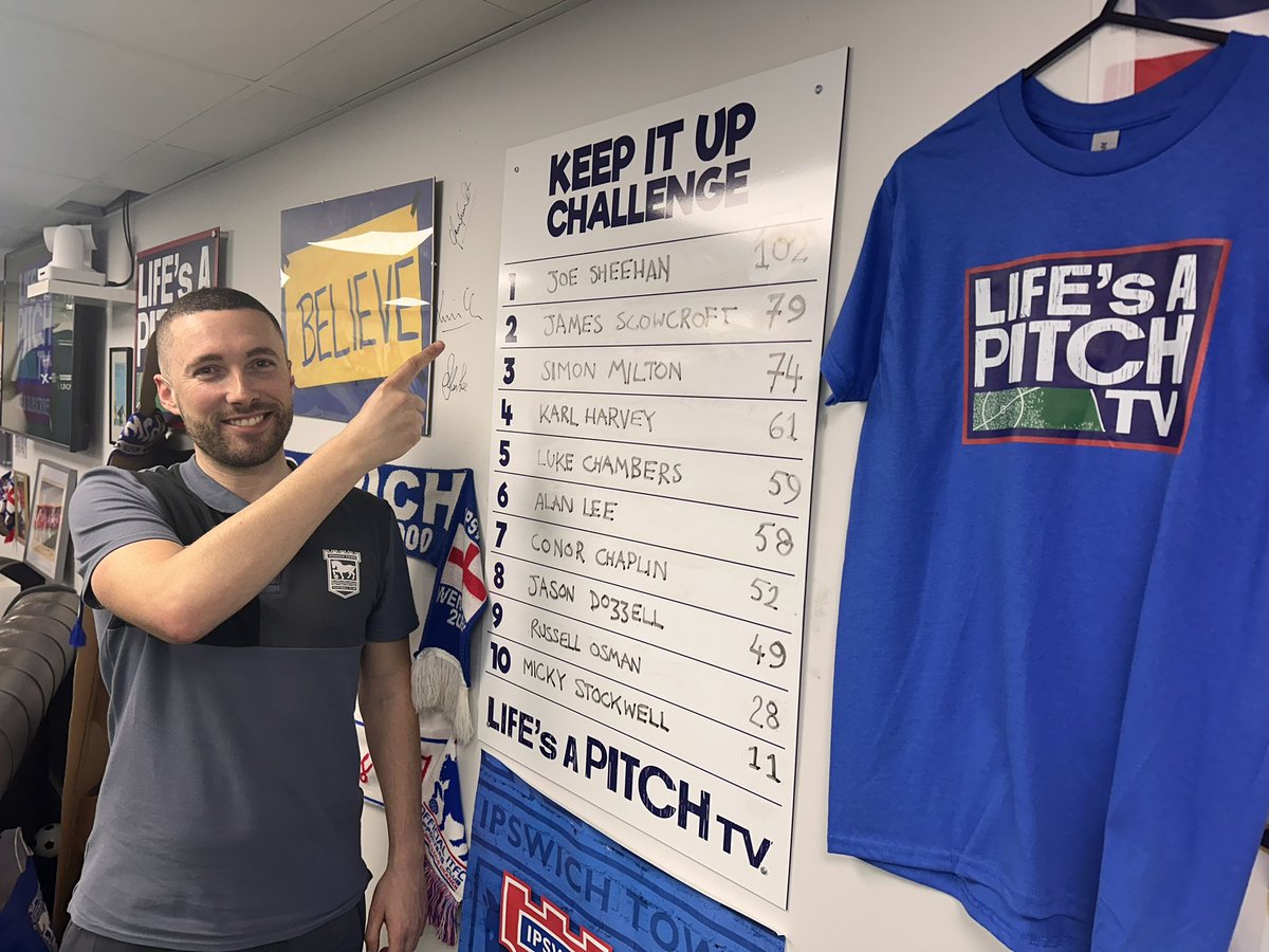Watch tonight’s Keep it up challenge a new @lifesapitchtv record. Well done @joe_sheehan1 @ITFCWomen manager.