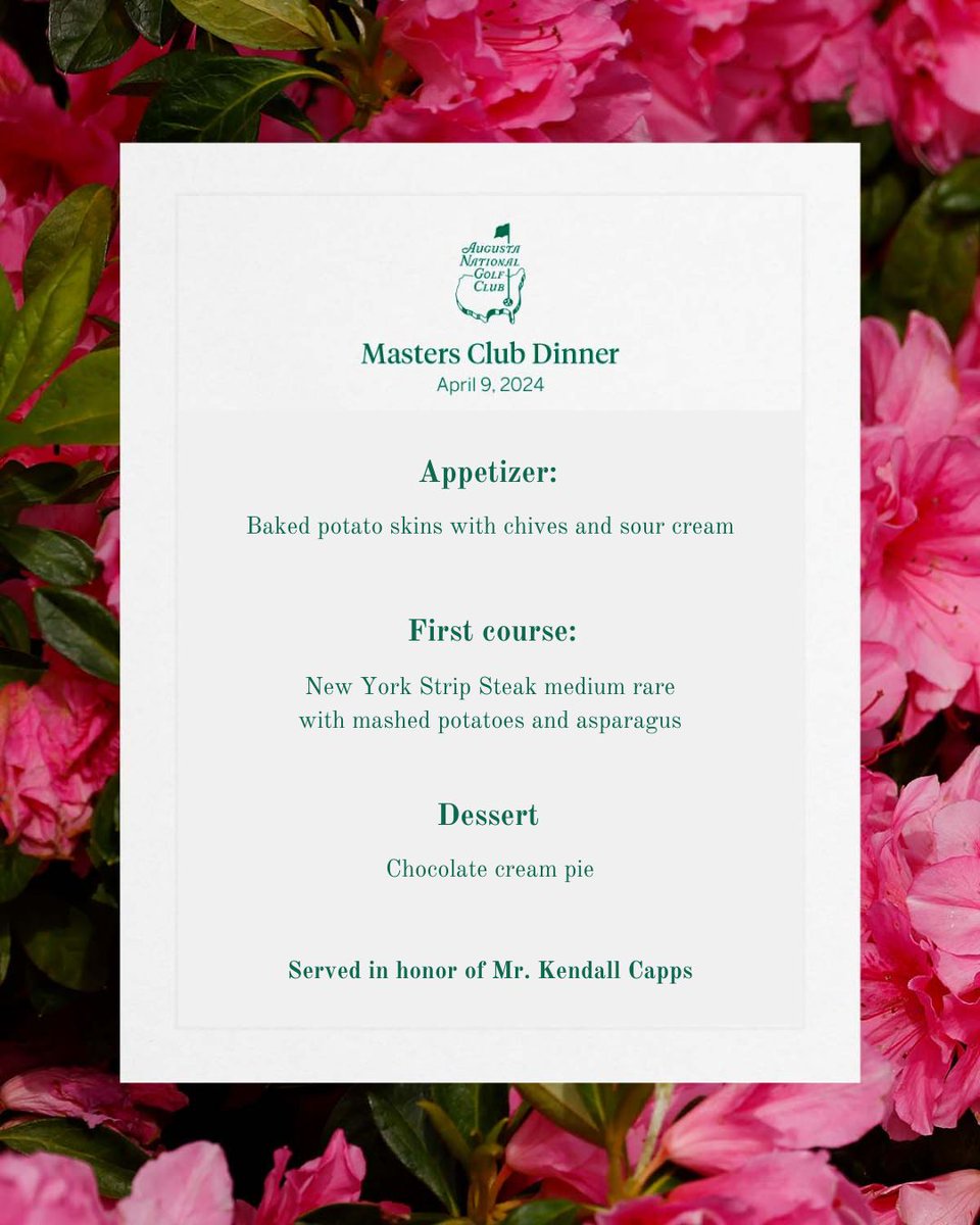 _PlayingThrough's tweet photo. After seeing Jon Rahm's Masters spread, we gave it a crack! Check out the Playing Through's Champion dinner menus!
Which dinner would you want to attend?!
#TheMasters #playingthrough #AugustaNational #PGATour #mastersdinner https://t.co/C9dvkCrDvX