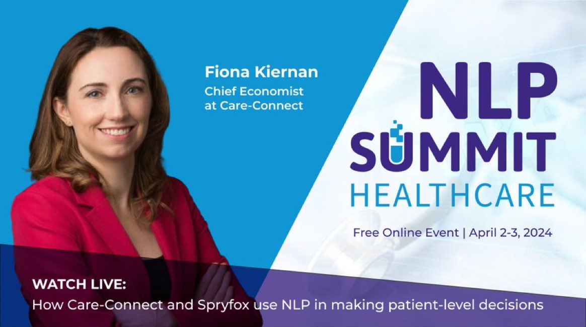 Join us at the #Healthcare #NLPSummit 2024 on April 2-3, where Fiona Kiernan, Chief Economist at Care-Connect, will share her insights on ‘How Care-Connect and Spryfox use NLP in Making Patient-level Decisions’
Read more: hubs.li/Q02qkCnr0 
#LLMs #HealthcareLLMs #nocode