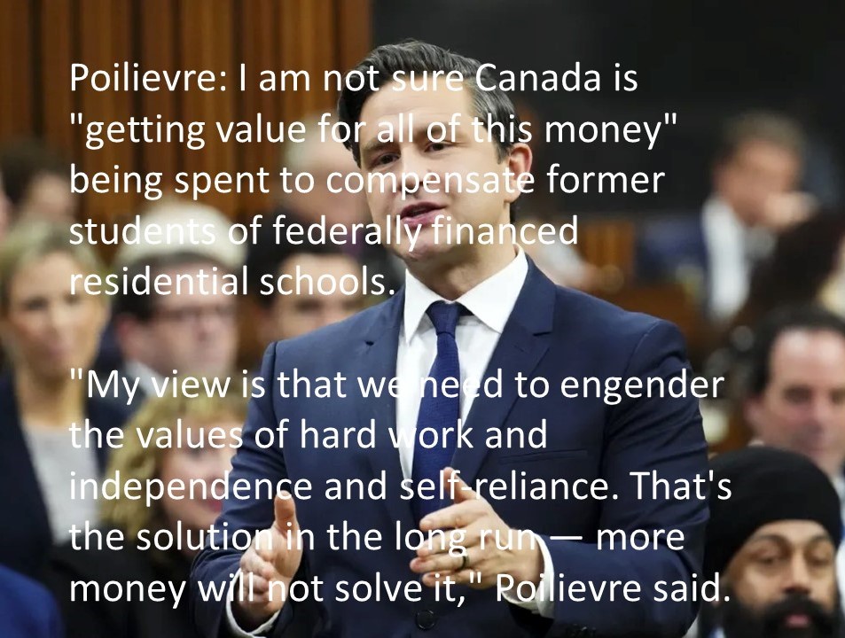 Today is the International Day for the Elimination of Racial Discrimination. Read on to learn about the barely disguised racism of Canada's aspiring prime minister @PierrePoilievre. 

First, note what Poilievre has said in the past regarding survivors of #ResidentialSchool and