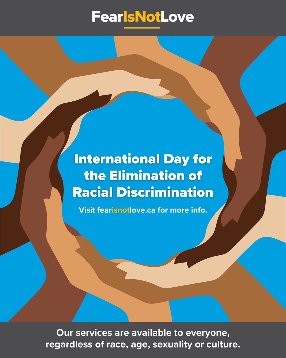 fear_isnotlove's tweet photo. Observed annually on March 21, International Day for the Elimination of Racial Discrimination recognizes that the injustices and prejudices fueled by racial discrimination take place every day. Every human has the right to feel safe, respected, supported and loved.
#FearIsNotLove https://t.co/UEHfKGMruG