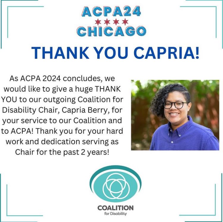 As ACPA 2024 concludes, we would like give a huge THANK YOU to our outgoing chair <a href="/capria_b/">Capria B</a> for their service to our Coalition and to ACPA. Thank you for your hard work and dedication for the past 2 years! #ACPA24