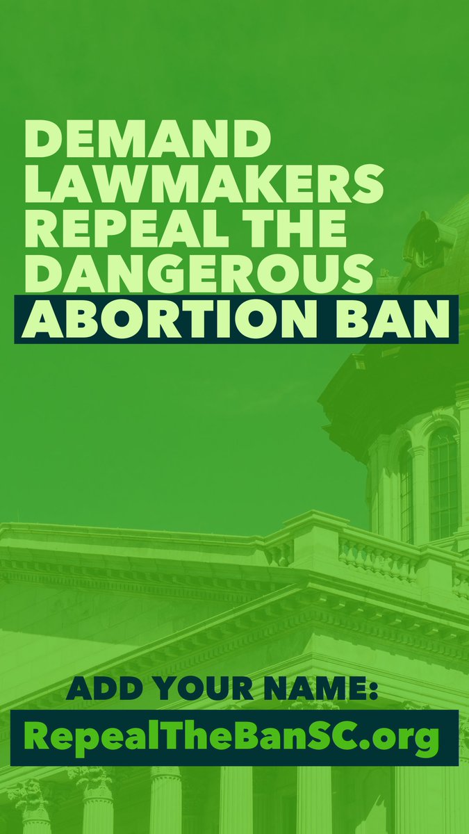 Have you signed the petition at RepealTheBanSC.org yet? Tell legislators that we deserve reproductive freedom! Sign now and share with friends. Restore freedom to people to decide if, when and how to become parents. Restore abortion rights. Protect IVF and birth control.