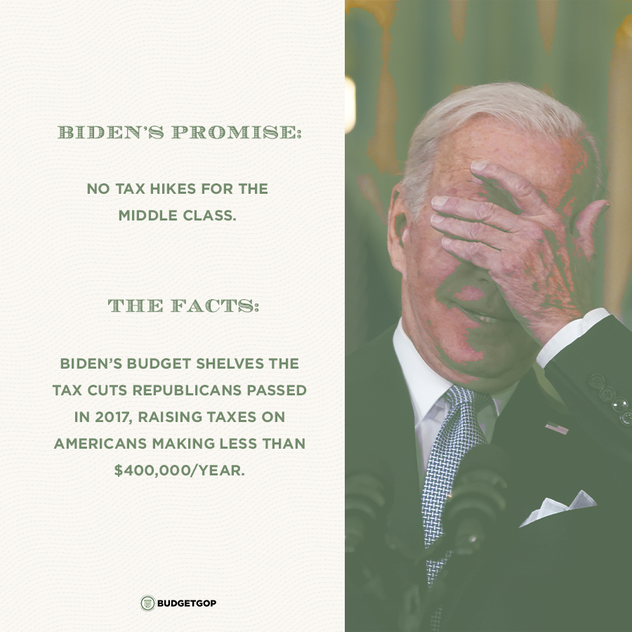 Biden promised no tax hikes for the middle class. But his proposed budget would raise taxes on the majority of earners to fund his liberal wish list.
