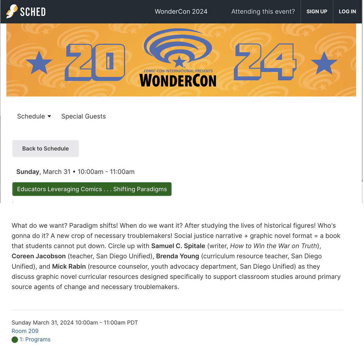 Come check out my panel at Wondercon March 31 at 10am!