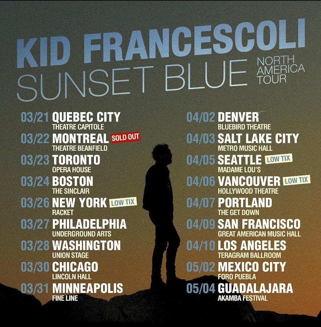 🇨🇦🇺🇲The North American tour starts tonight! 
See you!
<a href="/kidfrancescoli/">Kid Francescoli</a>