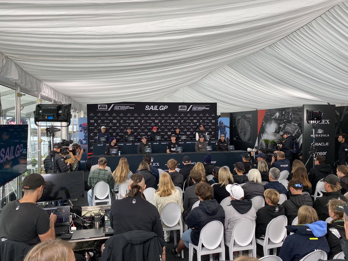 Big turnout for the drivers presser ahead of SailGP Lyttelton. Massive sporting weekend here with the Warriors hosting Canberra in the NRL tonight.