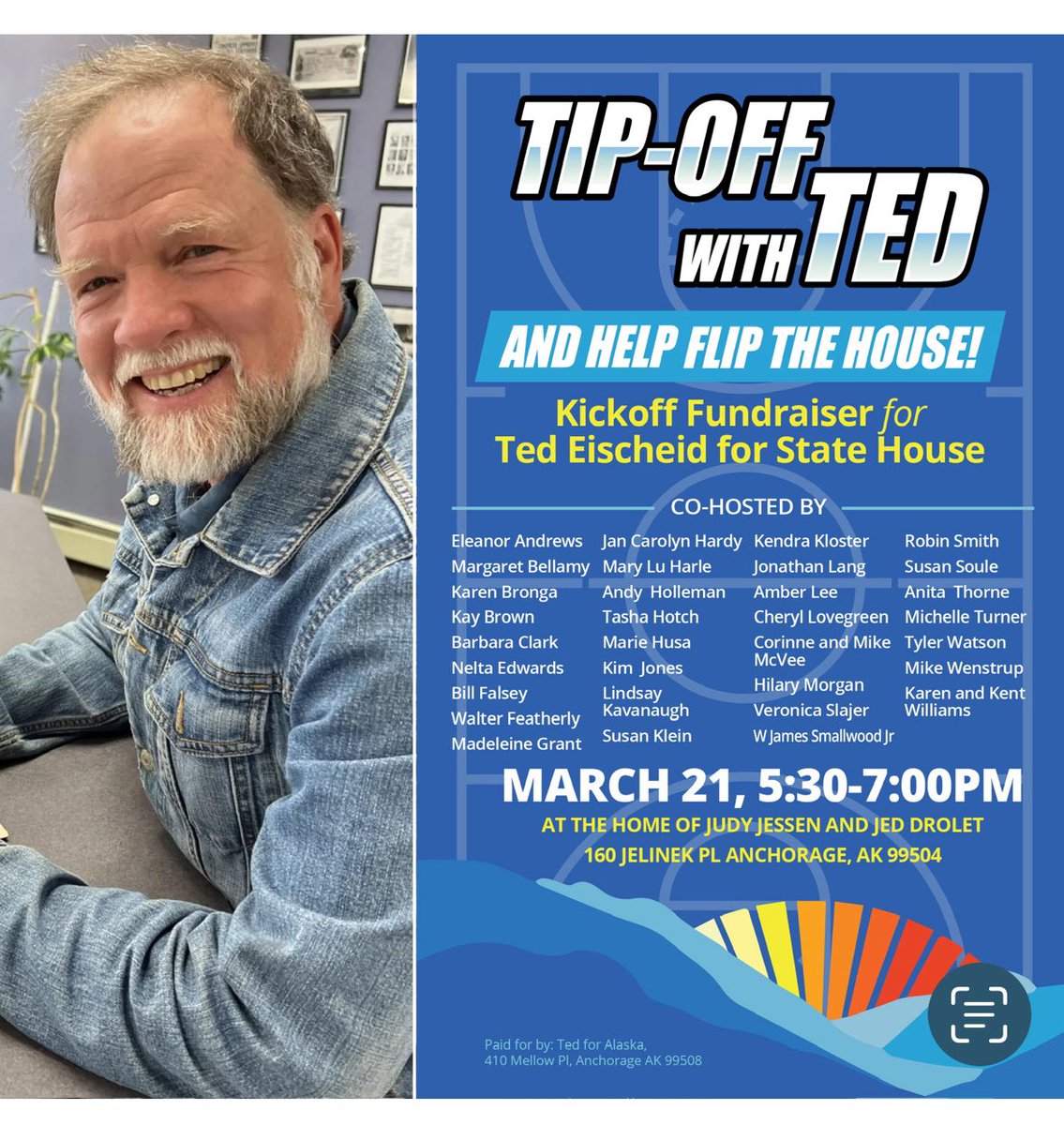 AnchDemocrats's tweet photo. We can flip this seat, but @TedForAlaska needs your help. Join us tonight to Tip Off with Ted! #VoteANC2024 https://t.co/nHorJoPIaQ