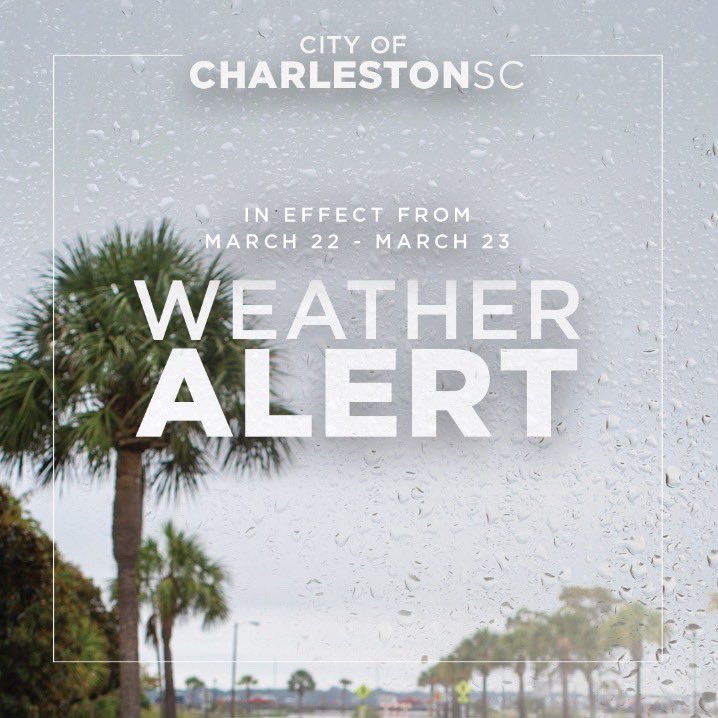 MAYOR COGSWELL INITIATES ACTIVE FLOODING MITIGATION PLAN IN PREPARATION FOR SEVERE WEATHER. Read more here to be prepared for tomorrow’s possible flooding: charleston-sc.gov/CivicAlerts.as…