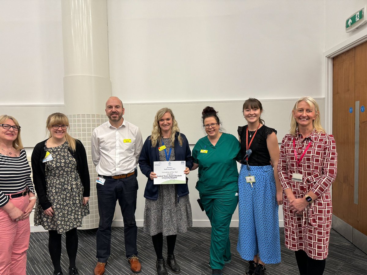 Pharmacy Award for Innovation of the Year winner was the Surgical Team at the QEUH. This team of pharmacists and pharmacy technicians have developed several new ways of working to benefit patients. Well done!