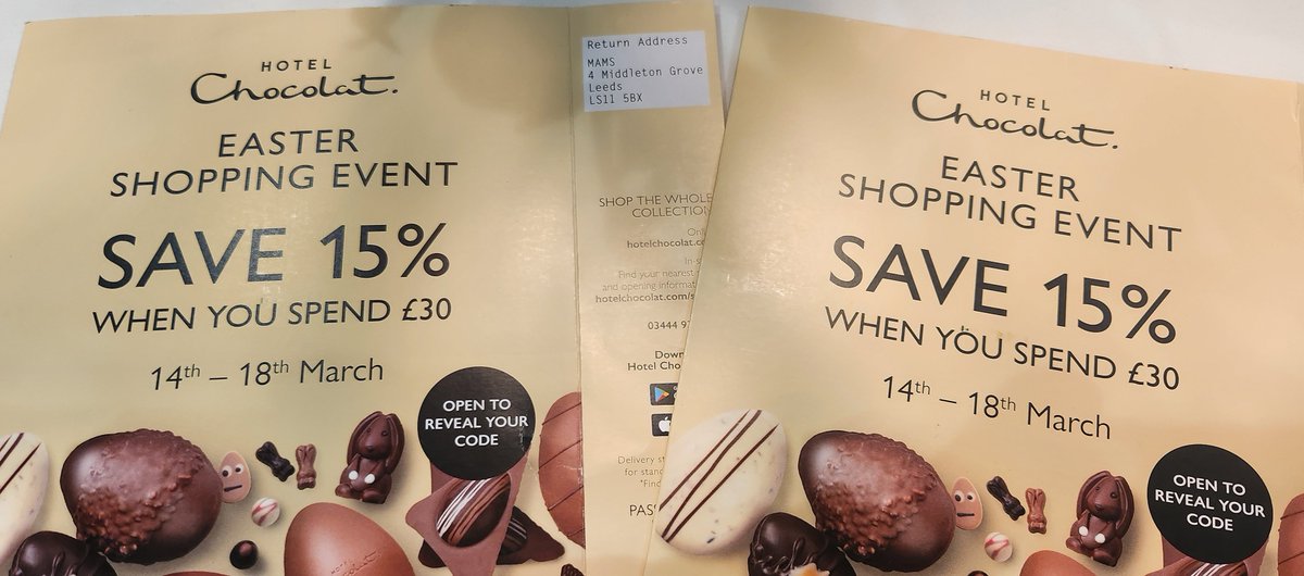 arrancoggan's tweet photo. @HotelChocolat thank you for discount codes we got today (21st).....spot the issue https://t.co/i6JhWFFjT3
