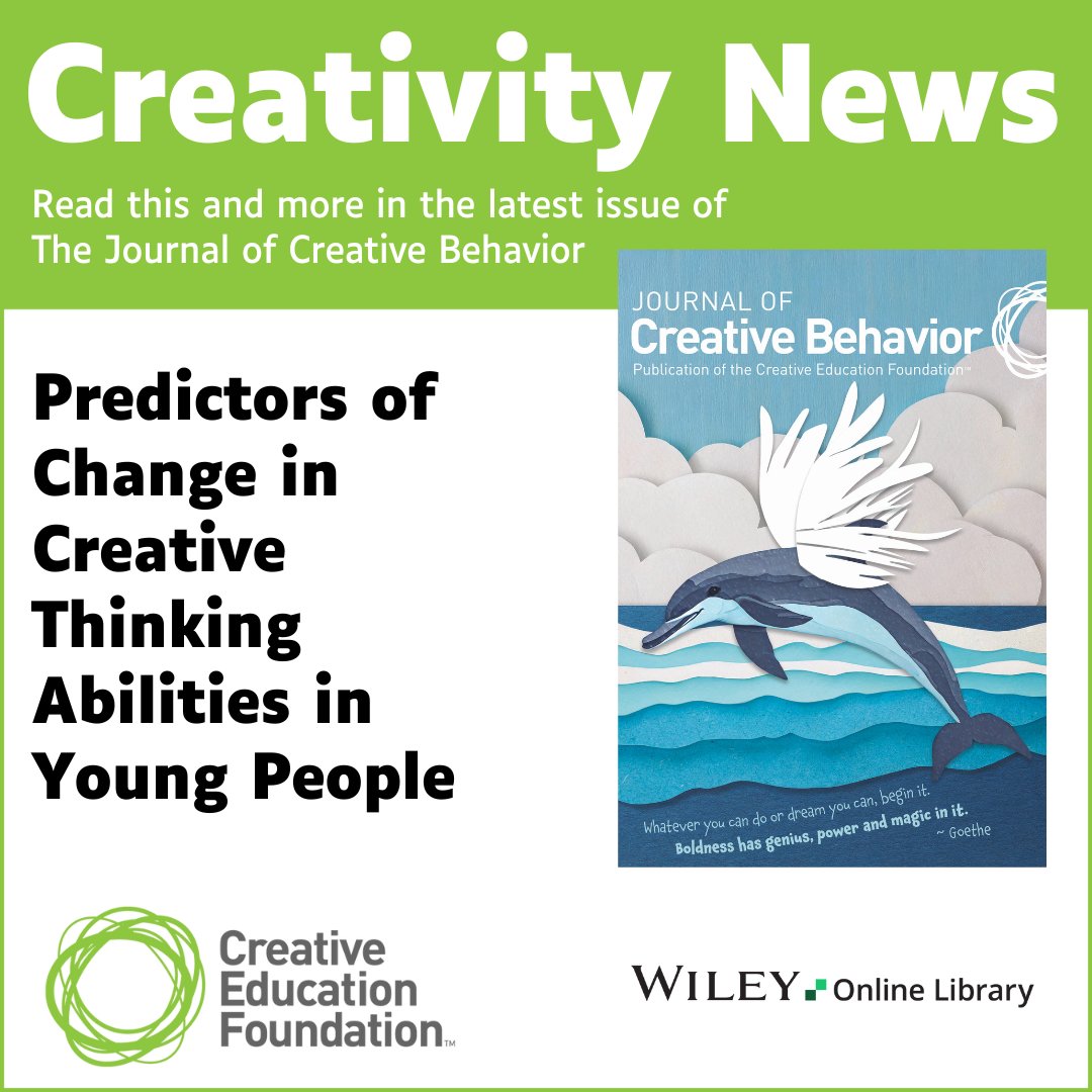 Creative Education (@_creativeed) on Twitter photo Just out: authors find that interventions aimed at increasing time spent on #creative activities and promoting openness to experience may enhance divergent thinking abilities among young people. Open Access: bit.ly/3x7HO0M. #creativity #research. <a href="/WileyPsychology/">Wiley Psychology</a> Just out: authors find that interventions aimed at increasing time spent on #creative activities and promoting openness to experience may enhance divergent thinking abilities among young people. Open Access: bit.ly/3x7HO0M. #creativity #research. <a href="/WileyPsychology/">Wiley Psychology</a>