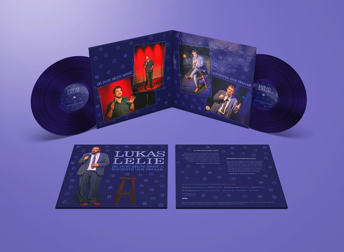 Nog eens iets ontworpen voor een comedian met een klok van een naam! Allez ja, eigenlijk een bloem van een naam. 

Ik verzorgde illustraties &amp; vormgeving voor de LP van <a href="/LukasLelie/">Lukas Lelie</a> waarop zijn 2 shows werden geperst zijnde Kwestie Van Smaak en Ik Doe Mijn Best. Heel fier! 🙌🏻