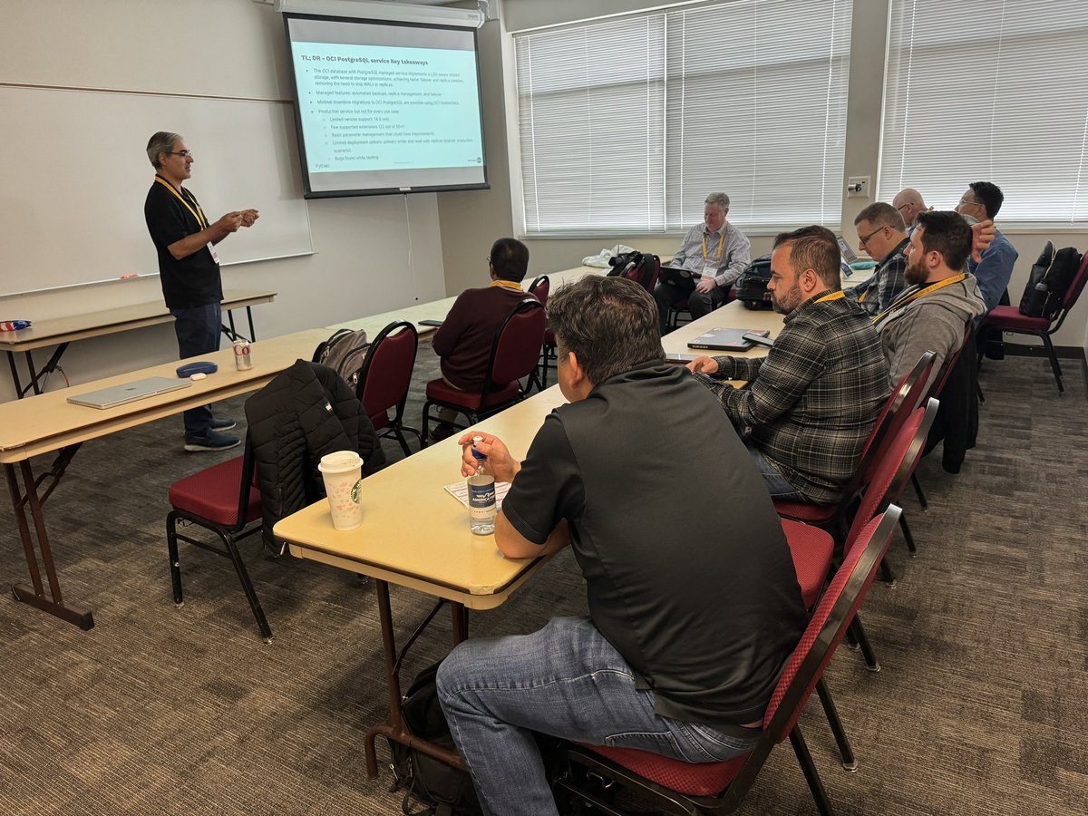 Last session for <a href="/ncalerouy/">Nelson Calero</a> at #UTOUG24 on Migration PostgreSQL to OCI <a href="/utoug/">UT Oracle Users</a> <a href="/oracleace/">Oracle ACE Program</a> <a href="/Pythian/">Pythian</a>