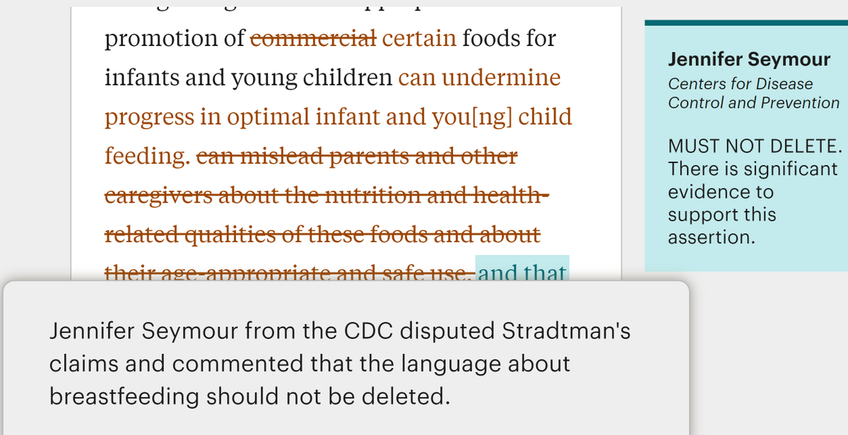 Docs offer a rare glimpse inside the fed govt, where trade and health officials battled over the US position on a WHO resolution abt restricting marketing for “toddler formula.” They shed light on how the US often took up the baby formula industry’s cause: projects.propublica.org/toddler-formul…